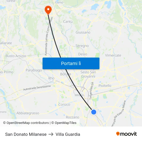 San Donato Milanese to Villa Guardia map