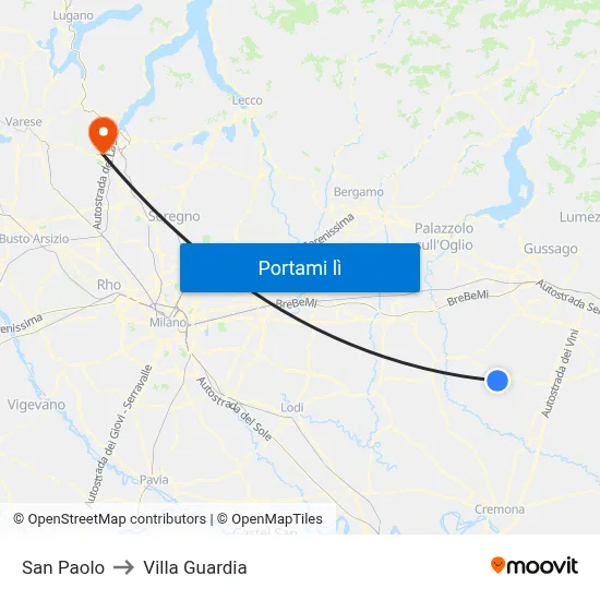 San Paolo to Villa Guardia map