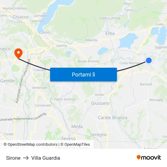 Sirone to Villa Guardia map