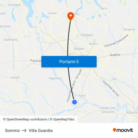 Sommo to Villa Guardia map