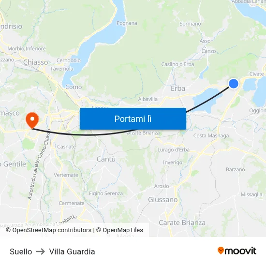 Suello to Villa Guardia map
