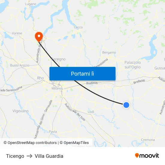 Ticengo to Villa Guardia map