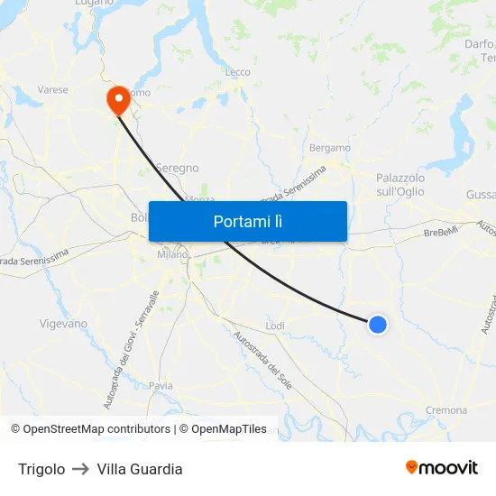 Trigolo to Villa Guardia map