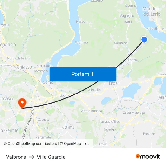 Valbrona to Villa Guardia map