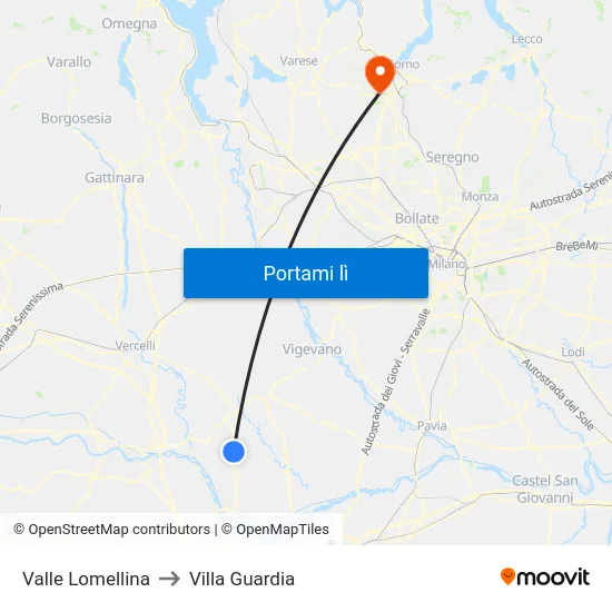 Valle Lomellina to Villa Guardia map