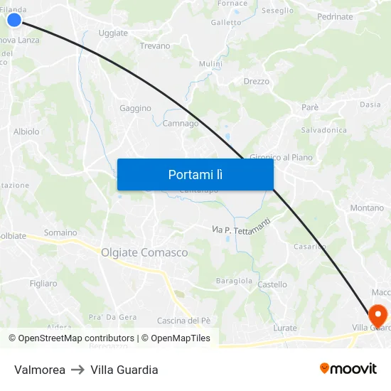 Valmorea to Villa Guardia map