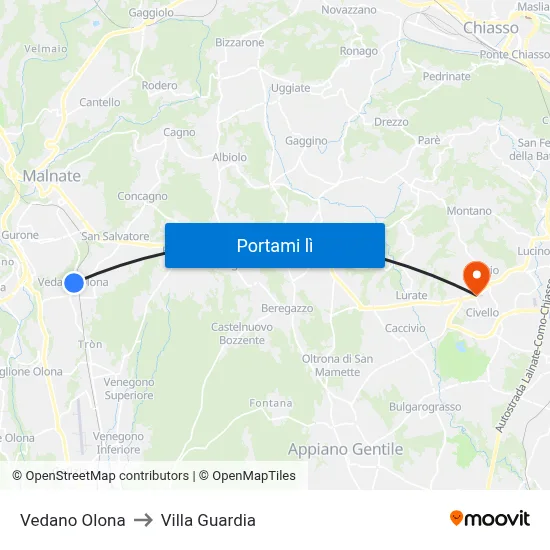 Vedano Olona to Villa Guardia map