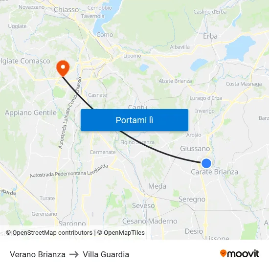 Verano Brianza to Villa Guardia map