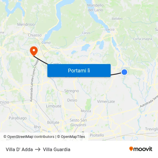 Villa D' Adda to Villa Guardia map