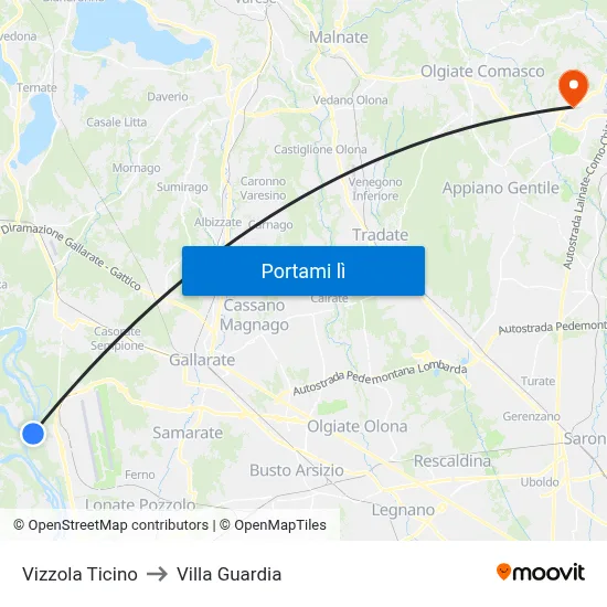 Vizzola Ticino to Villa Guardia map