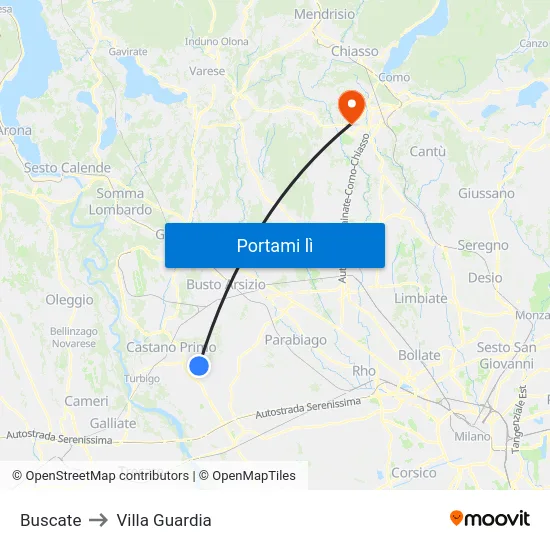 Buscate to Villa Guardia map