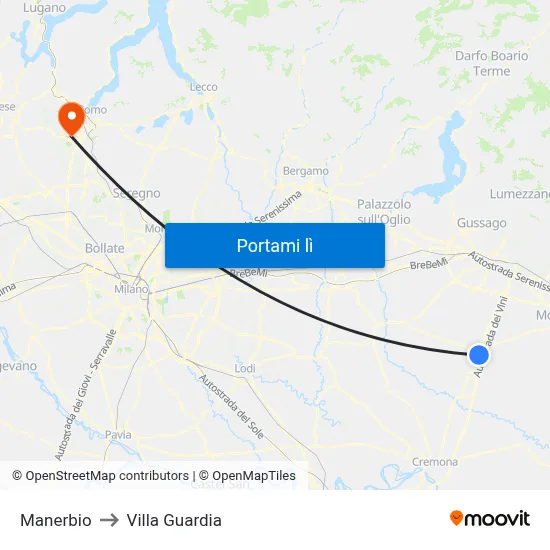 Manerbio to Villa Guardia map