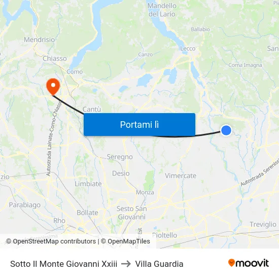 Sotto Il Monte Giovanni Xxiii to Villa Guardia map
