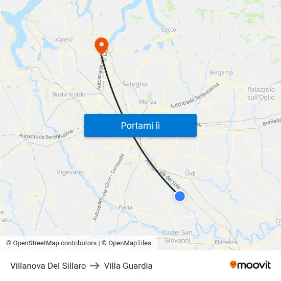 Villanova Del Sillaro to Villa Guardia map