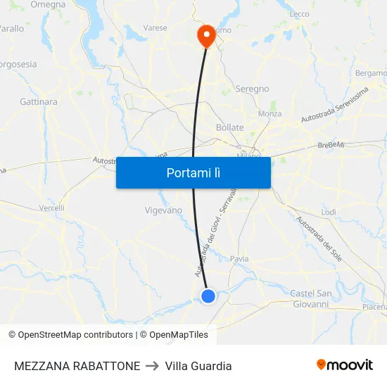 MEZZANA RABATTONE to Villa Guardia map