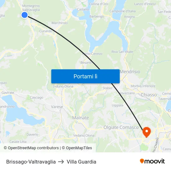 Brissago-Valtravaglia to Villa Guardia map