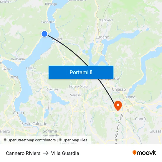 Cannero Riviera to Villa Guardia map