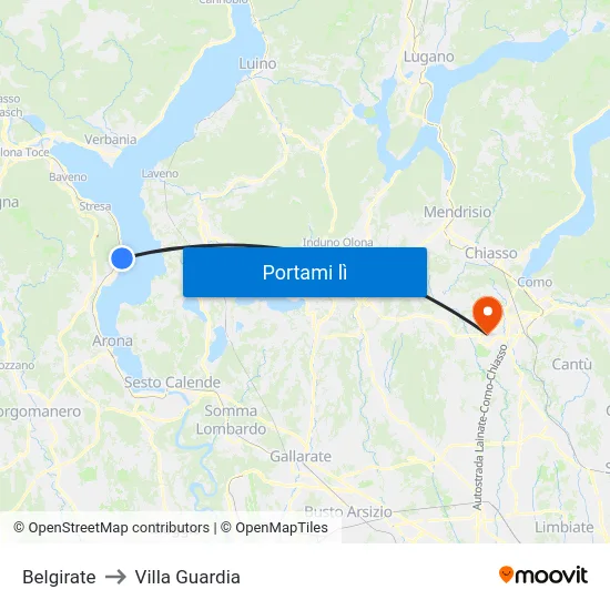 Belgirate to Villa Guardia map