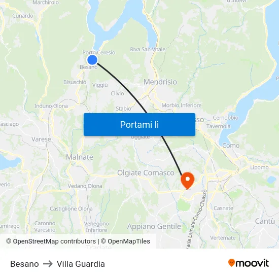 Besano to Villa Guardia map