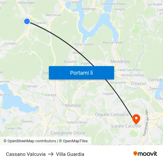 Cassano Valcuvia to Villa Guardia map