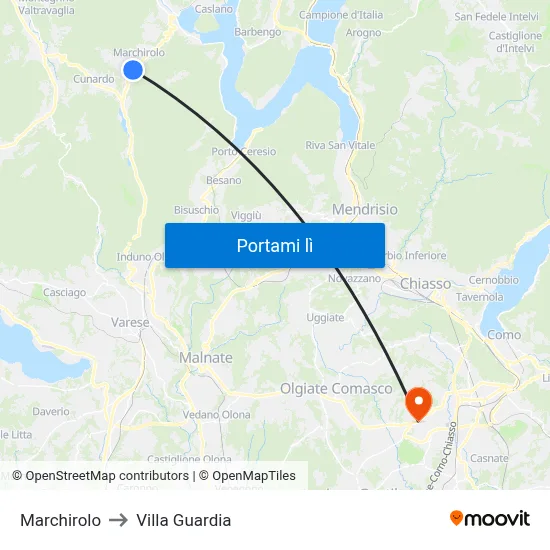 Marchirolo to Villa Guardia map