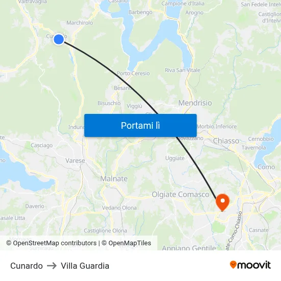Cunardo to Villa Guardia map