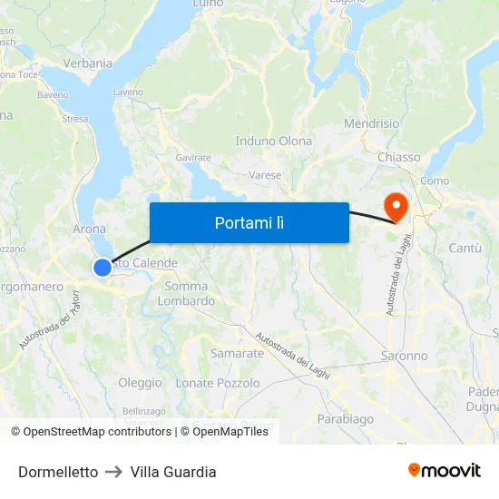 Dormelletto to Villa Guardia map