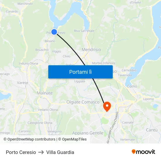 Porto Ceresio to Villa Guardia map
