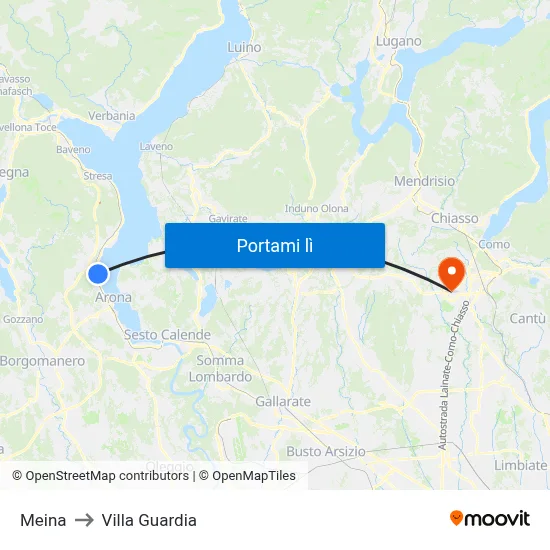 Meina to Villa Guardia map