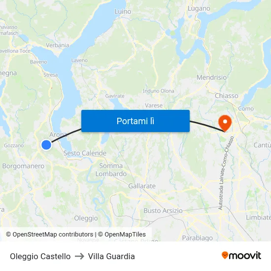 Oleggio Castello to Villa Guardia map