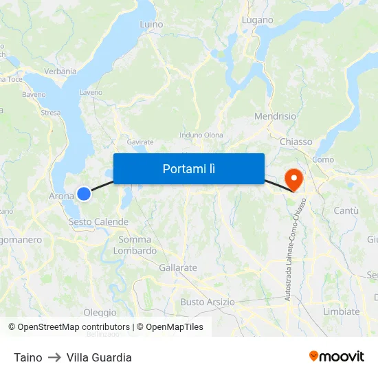 Taino to Villa Guardia map