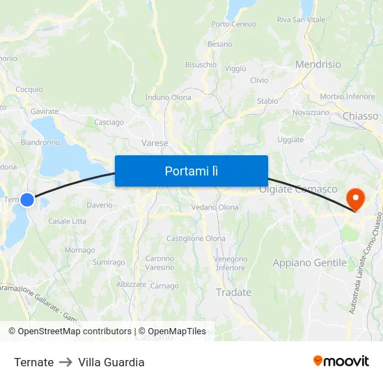 Ternate to Villa Guardia map