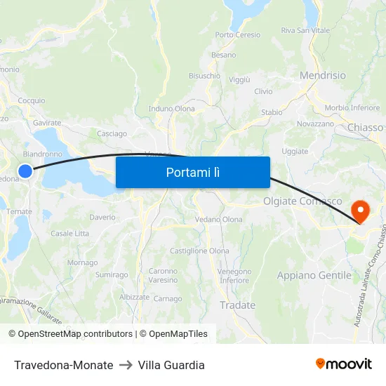Travedona-Monate to Villa Guardia map