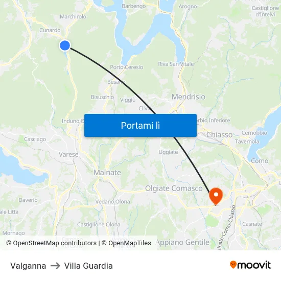 Valganna to Villa Guardia map