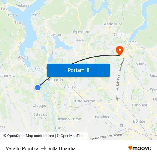 Varallo Pombia to Villa Guardia map