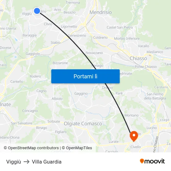 Viggiù to Villa Guardia map