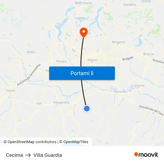 Cecima to Villa Guardia map