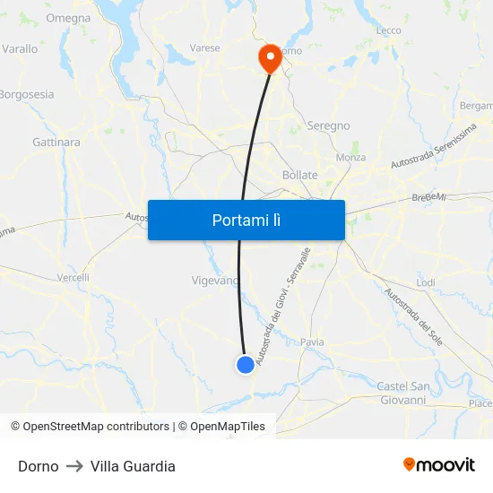 Dorno to Villa Guardia map