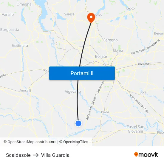 Scaldasole to Villa Guardia map