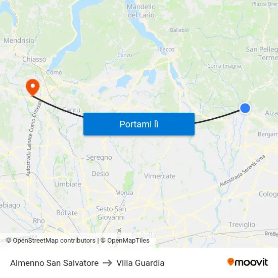 Almenno San Salvatore to Villa Guardia map