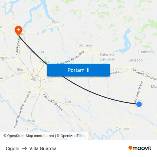 Cigole to Villa Guardia map
