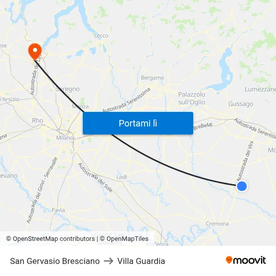 San Gervasio Bresciano to Villa Guardia map
