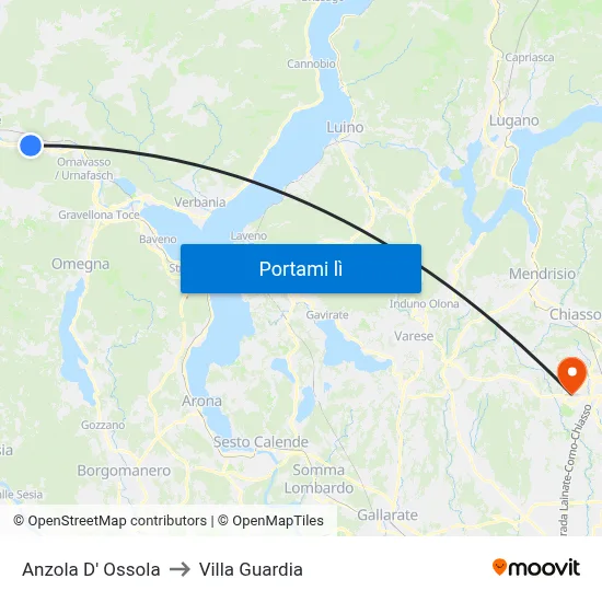 Anzola D' Ossola to Villa Guardia map