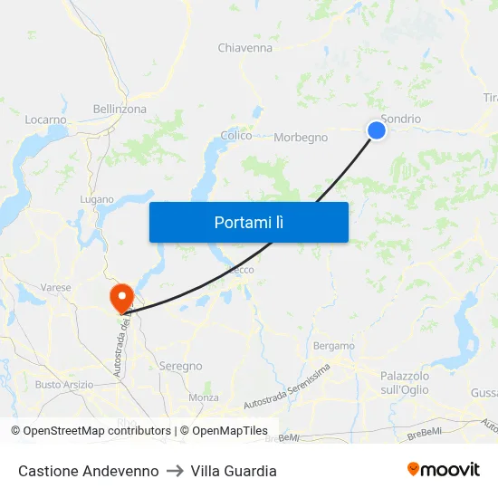Castione Andevenno to Villa Guardia map