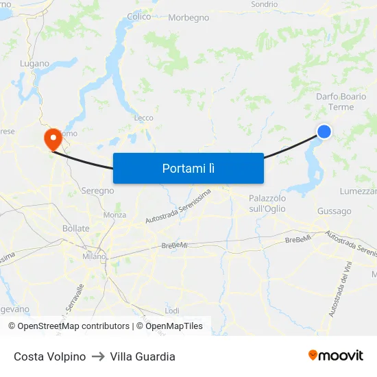 Costa Volpino to Villa Guardia map