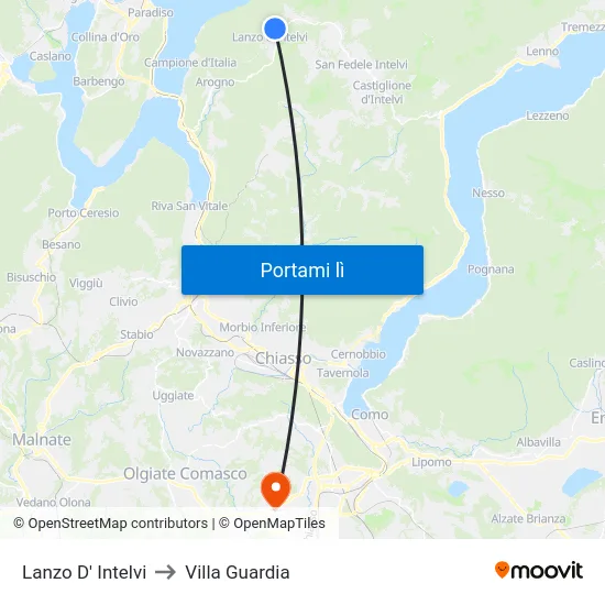 Lanzo D' Intelvi to Villa Guardia map