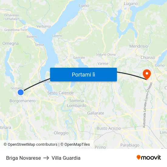 Briga Novarese to Villa Guardia map