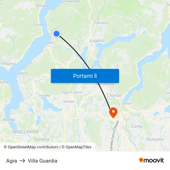 Agra to Villa Guardia map