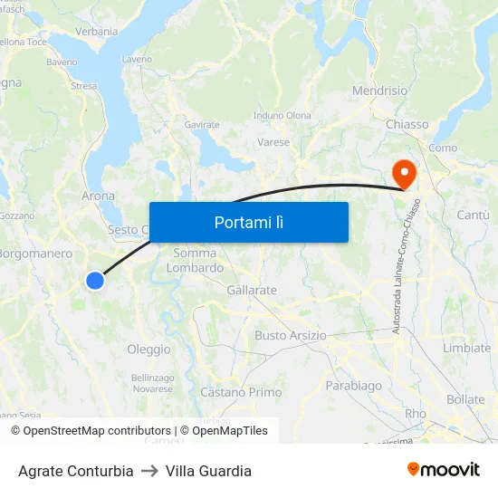 Agrate Conturbia to Villa Guardia map