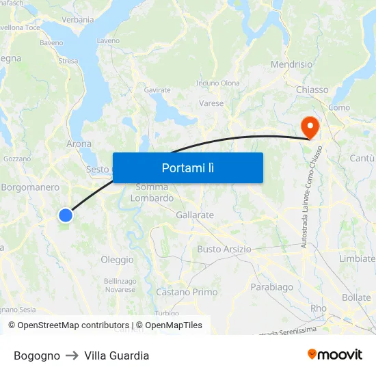 Bogogno to Villa Guardia map